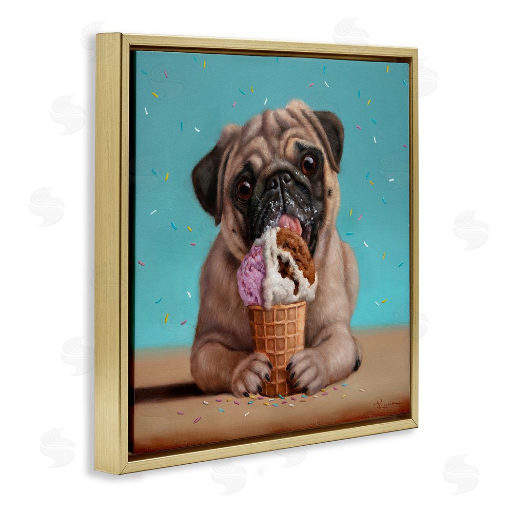 Lucia Heffernan Neapawlitan Ice Cream & Dog Gold Floating Frame Canvas Wall Art Print