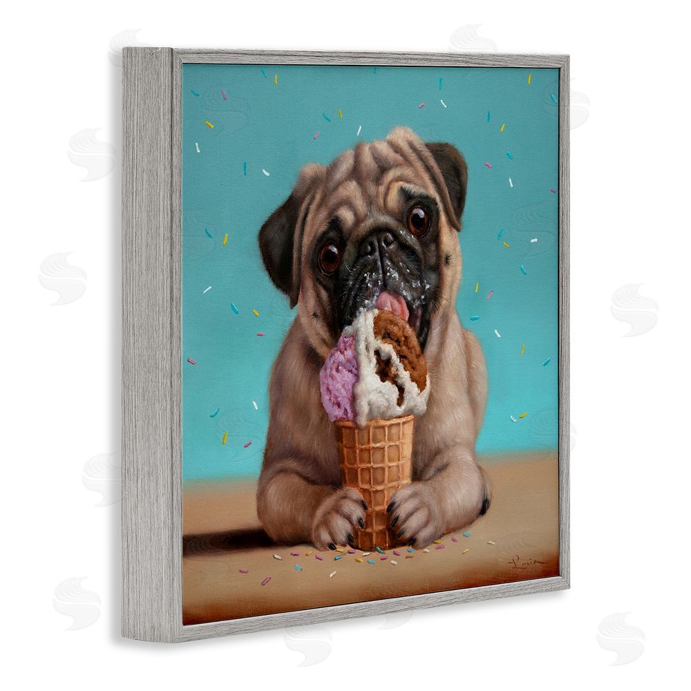 Lucia Heffernan Neapawlitan Ice Cream & Dog Gray Framed Giclee Print Wall Art