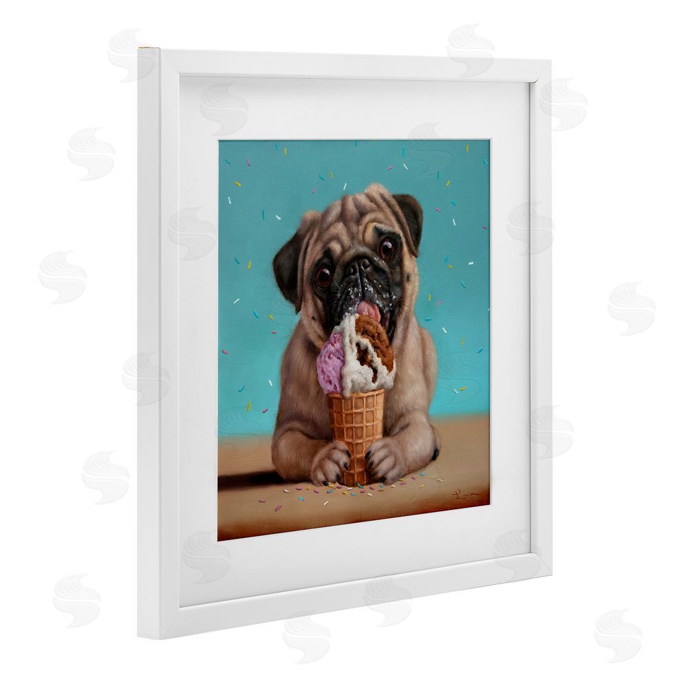 Lucia Heffernan Neapawlitan Ice Cream & Dog White Framed Print Under Glass Wall Art