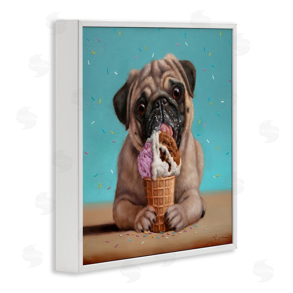 Lucia Heffernan Neapawlitan Ice Cream & Dog White Framed Giclee Print Wall Art
