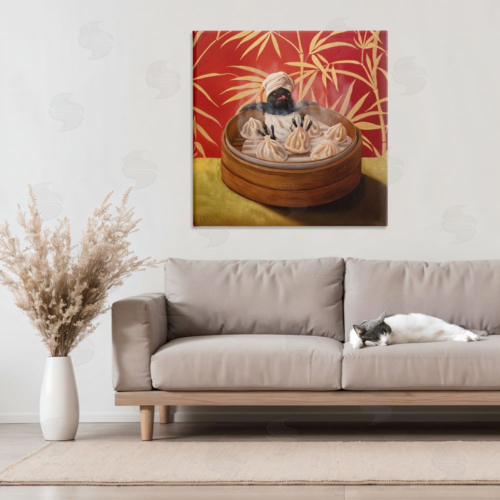 Lucia Heffernan Bamboo Steamer Bird Stretched Canvas Wall Art Print in Room