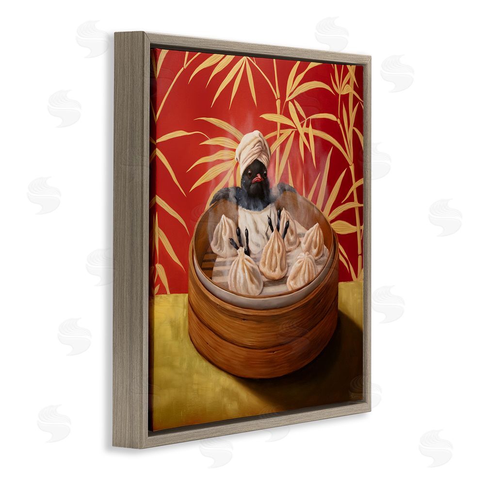 Lucia Heffernan Bamboo Steamer Bird Brown Floating Frame Canvas Wall Art Print