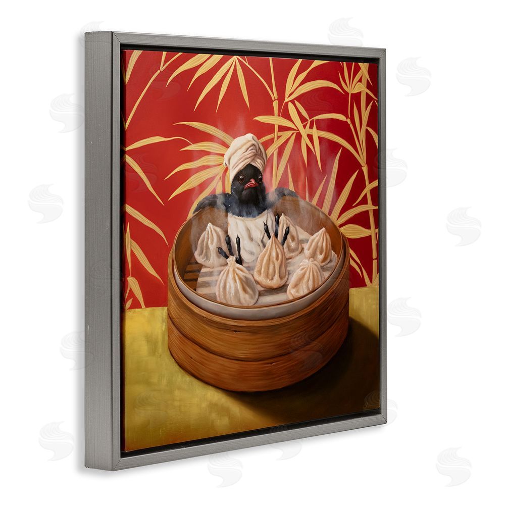 Lucia Heffernan Bamboo Steamer Bird Gray Floating Frame Canvas Wall Art Print