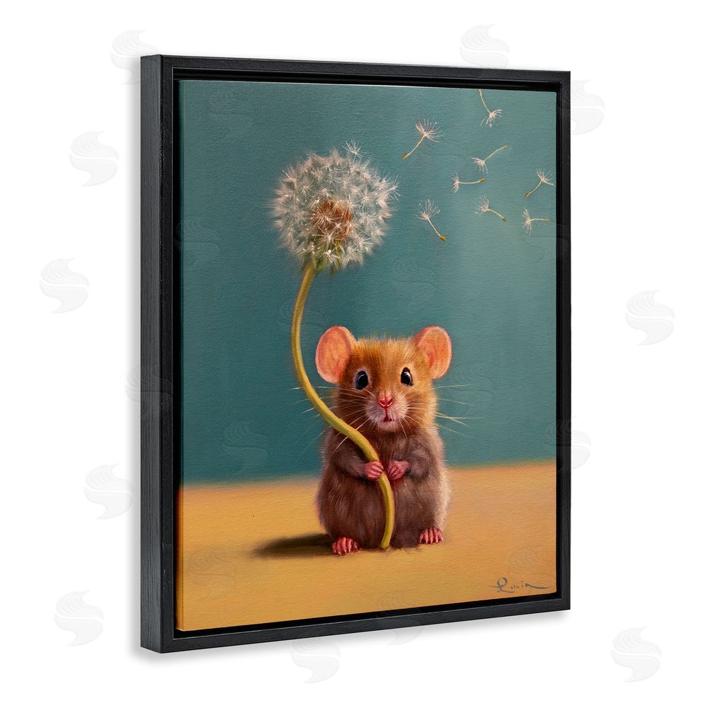 Lucia Heffernan Tiny Wishes Mouse & Dandelion Black Floating Frame Canvas Wall Art Print