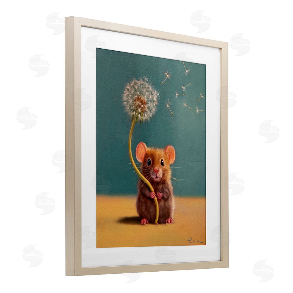 Lucia Heffernan Tiny Wishes Mouse & Dandelion Brown Framed Print Under Glass Wall Art