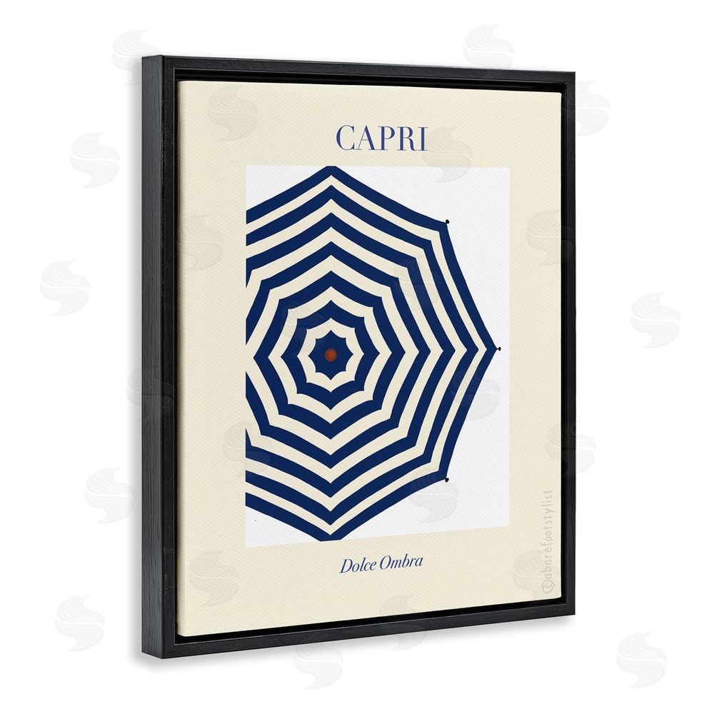 A Barefoot Stylist Capri Striped Umbrella Black Floating Frame Canvas Wall Art Print