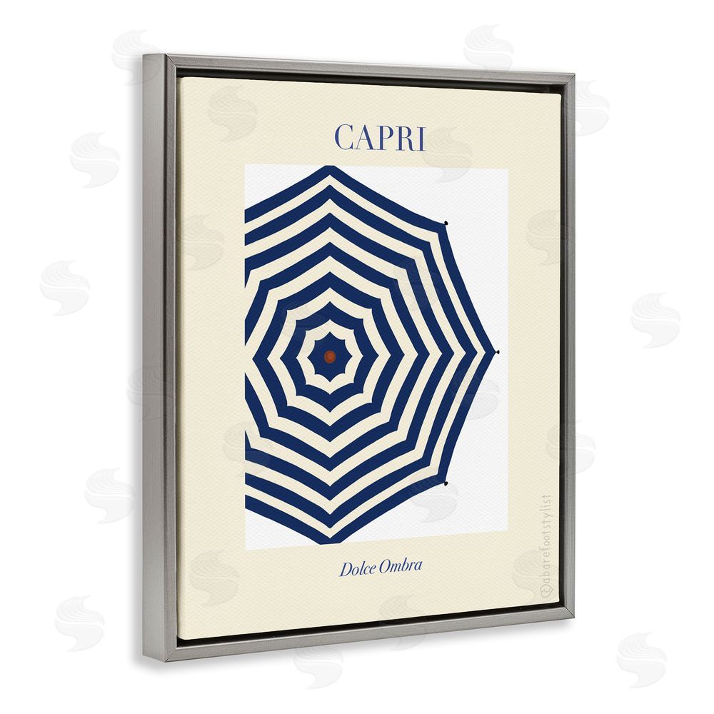 A Barefoot Stylist Capri Striped Umbrella Gray Floating Frame Canvas Wall Art Print