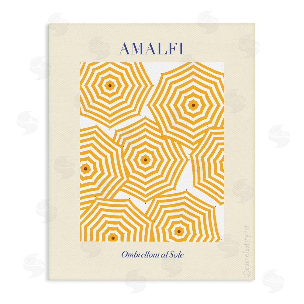 A Barefoot Stylist Yellow Amalfi Umbrellas Stretched Canvas Wall Art