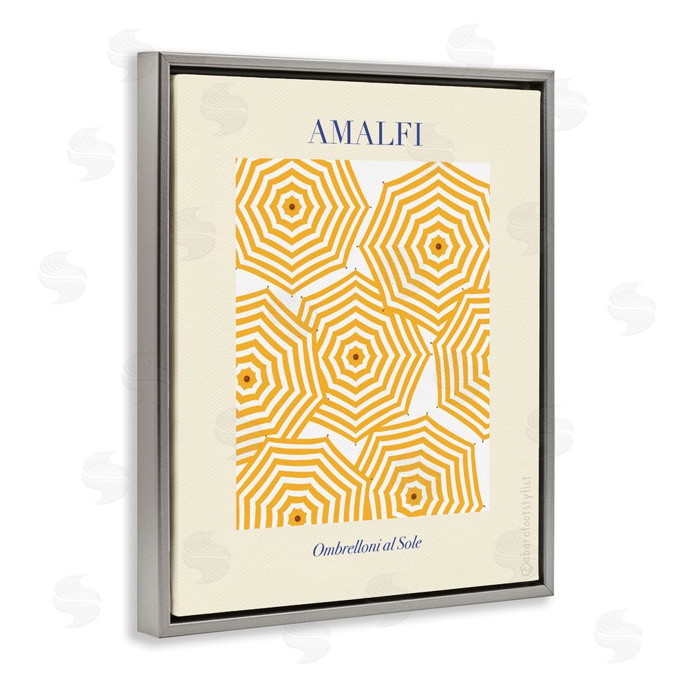 A Barefoot Stylist Yellow Amalfi Umbrellas Gray Floating Frame Canvas Wall Art Print