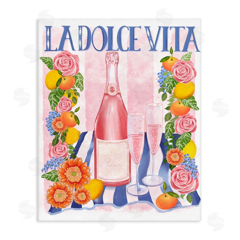 Lori Mosley Pink Champagne Picnic Stretched Canvas Wall Art Print