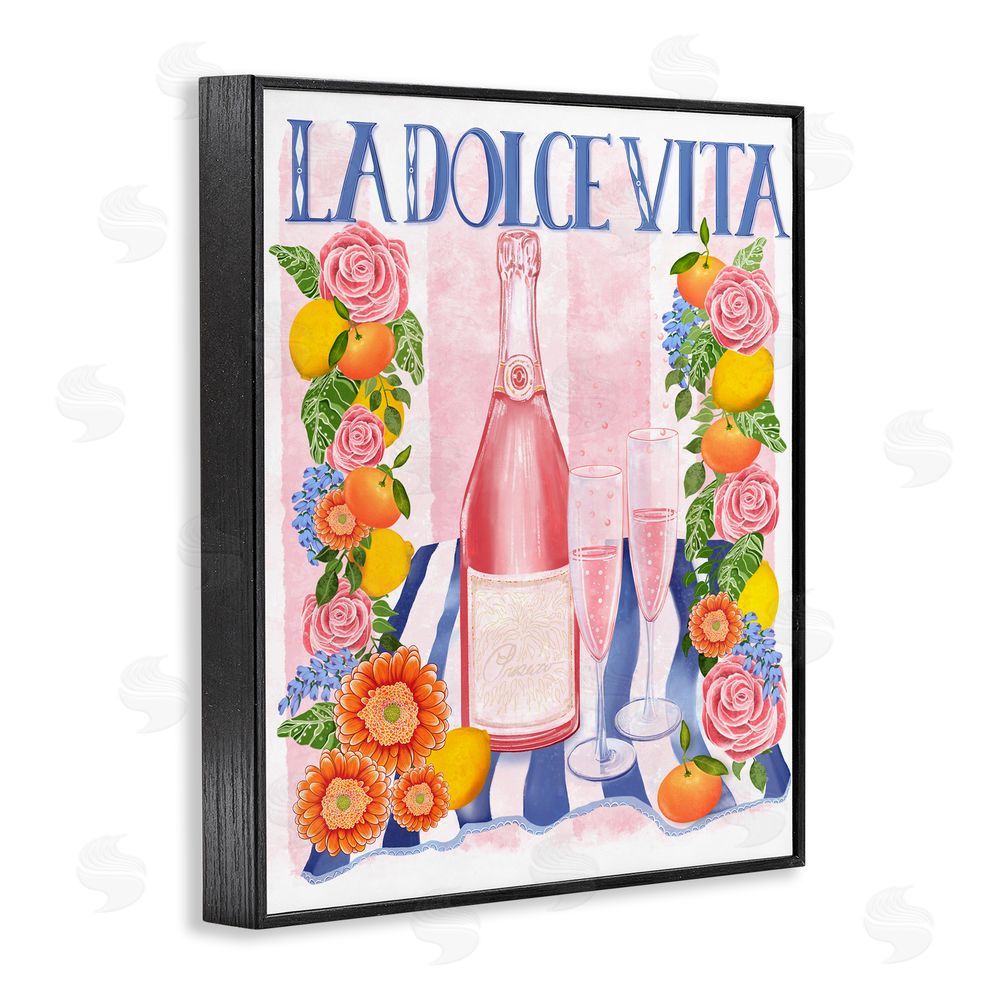 Lori Mosley Pink Champagne Picnic Black Framed Giclee Wall Art Print