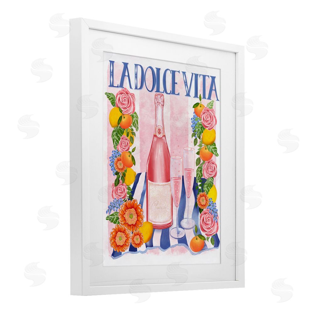 Lori Mosley Pink Champagne Picnic White Framed Print Under Glass Wall Art