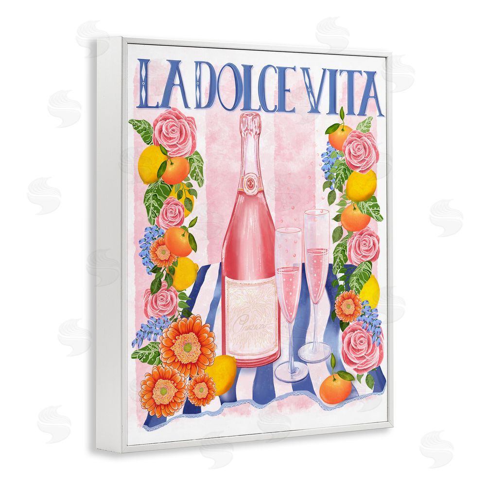 Lori Mosley Pink Champagne Picnic White Framed Giclee Wall Art Print