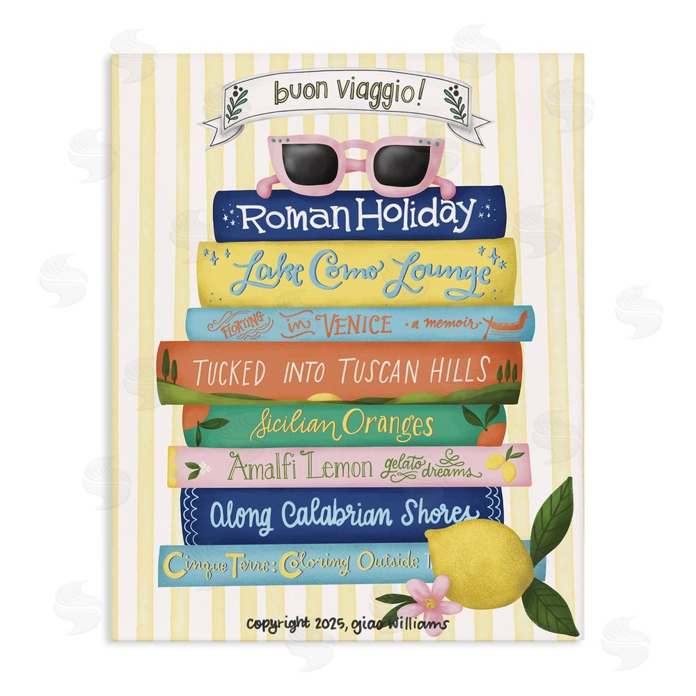 Giao Williams Buon Viaggio Travel Books Stretched Canvas Wall Art Print