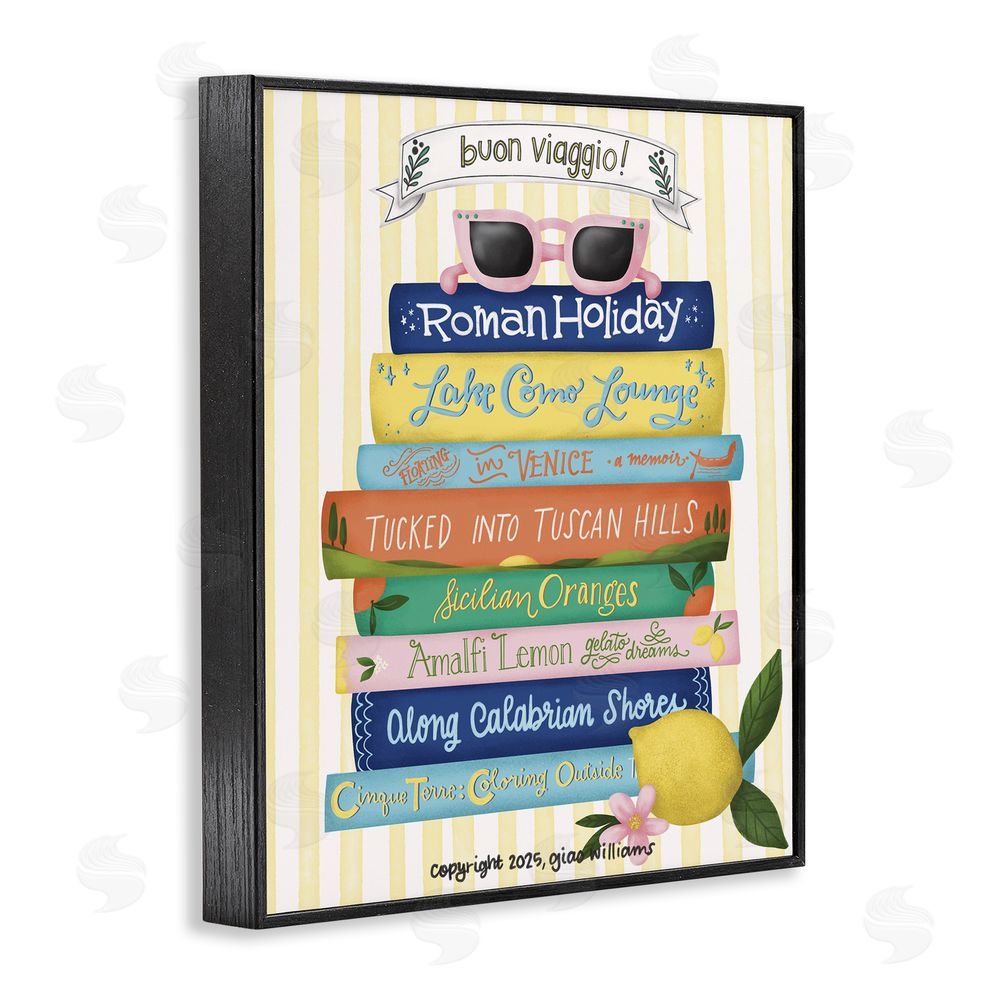 Giao Williams Buon Viaggio Travel Books Black Framed Giclee Wall Art Print