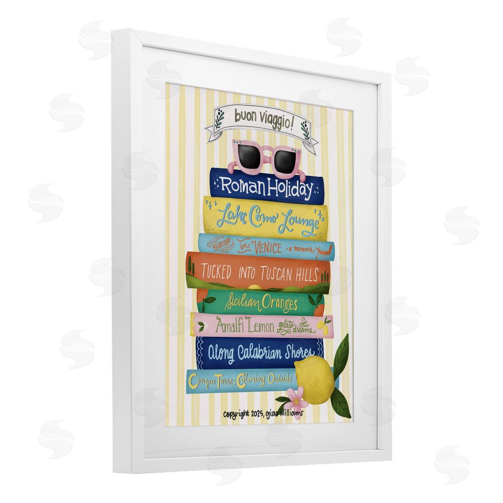 Giao Williams Buon Viaggio Travel Books White Framed Print Under Glass Wall Art