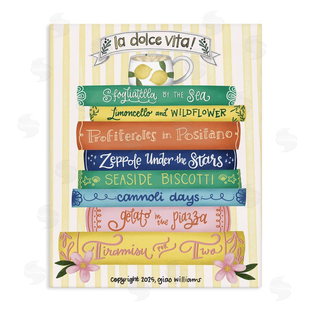 Giao Williams Italian Kitchen Cook Books Stretched Canvas Wall Art Print