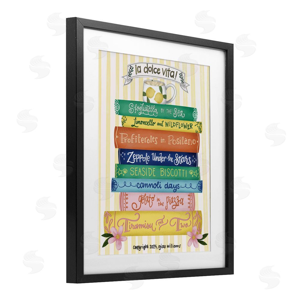 Giao Williams Italian Kitchen Cook Books Black Framed Print Under Glass Wall Art