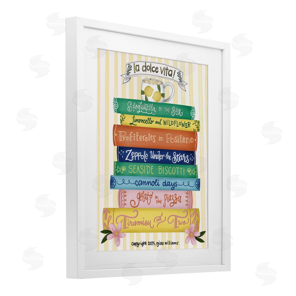 Giao Williams Italian Kitchen Cook Books White Framed Print Under Glass Wall Art