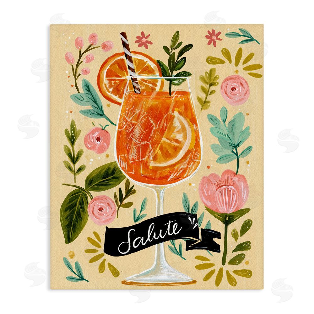 Yen Salute Citrus Cocktail Stretched Canvas Wall Art Print