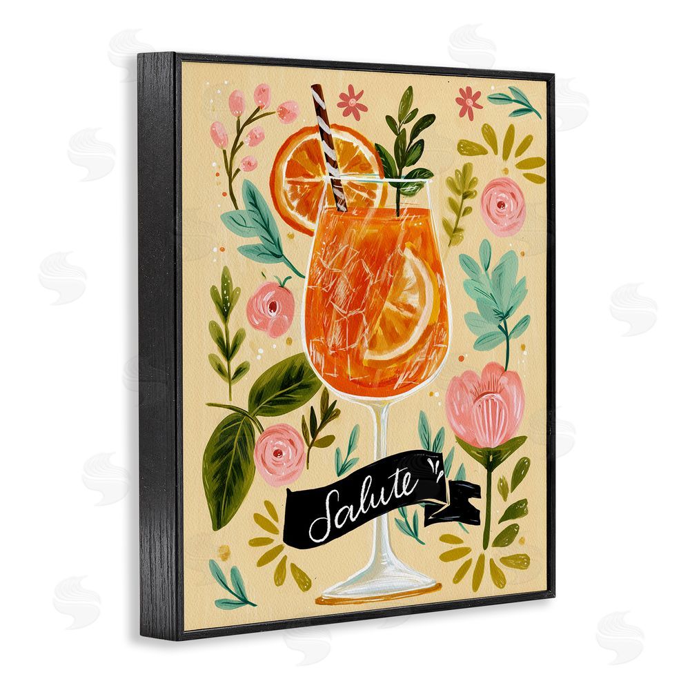 Yen Salute Citrus Cocktail Black Framed Giclee Wall Art Print