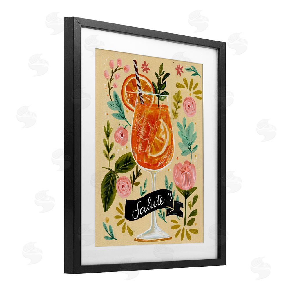 Yen Salute Citrus Cocktail Black Framed Print Under Glass Wall Art