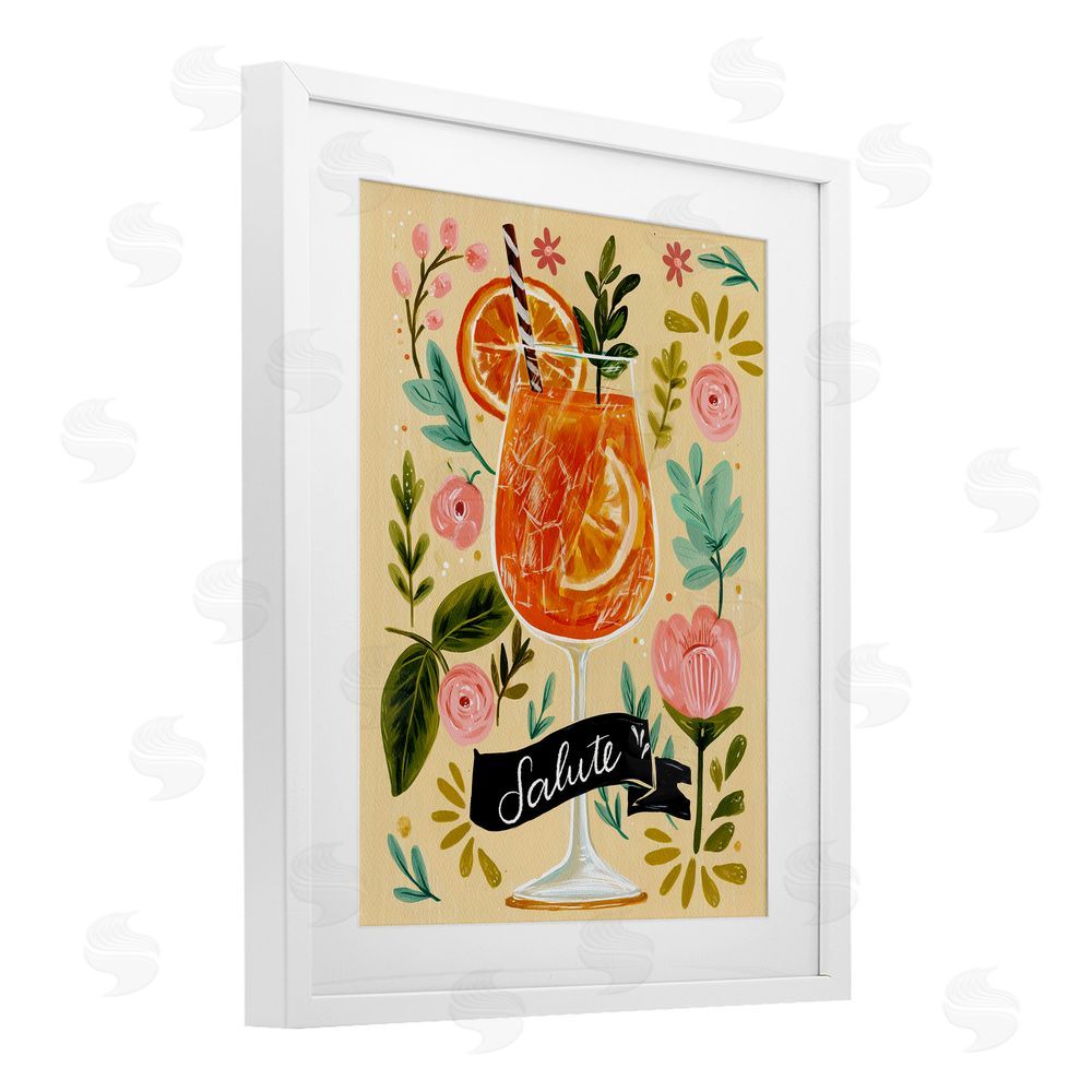 Yen Salute Citrus Cocktail White Framed Print Under Glass Wall Art
