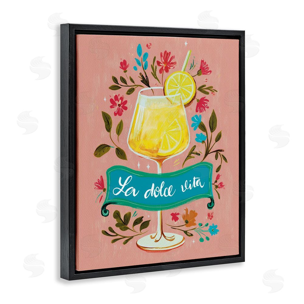 Yen Lemon Cocktail Sweet Life Black Floating Frame Canvas Wall Art Print