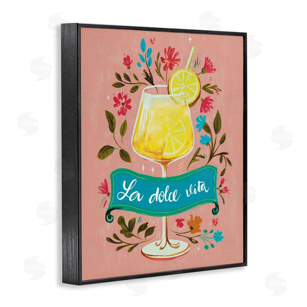 Yen Lemon Cocktail Sweet Life Black Framed Giclee Wall Art Print