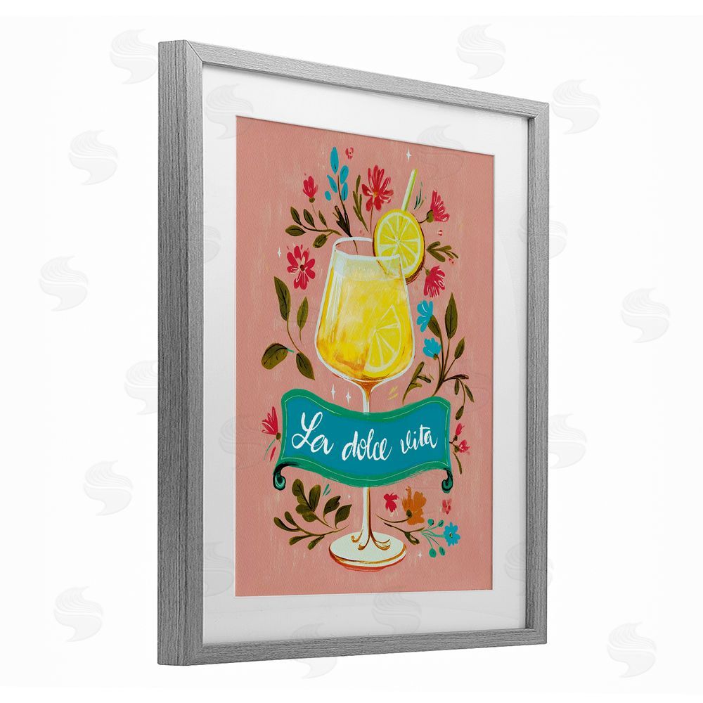 Yen Lemon Cocktail Sweet Life Gray Framed Print Under Glass Wall Art