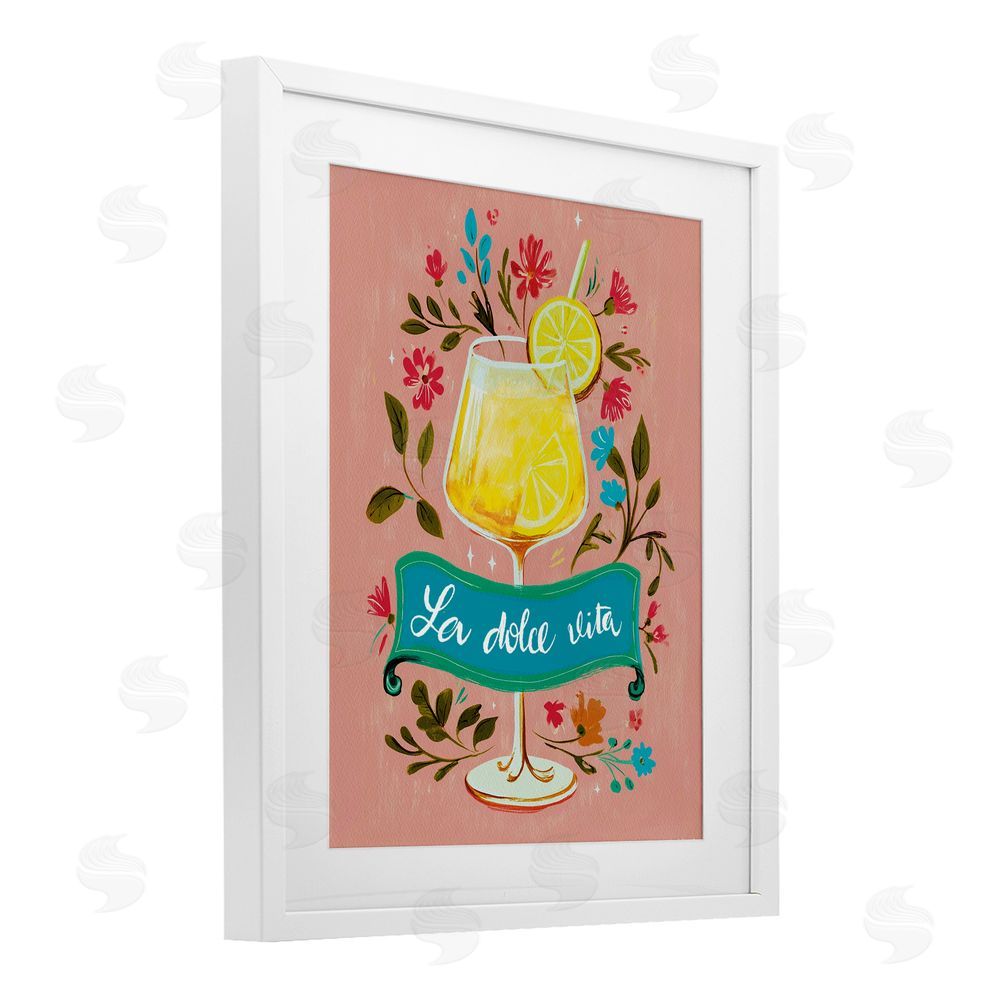 Yen Lemon Cocktail Sweet Life White Framed Print Under Glass Wall Art