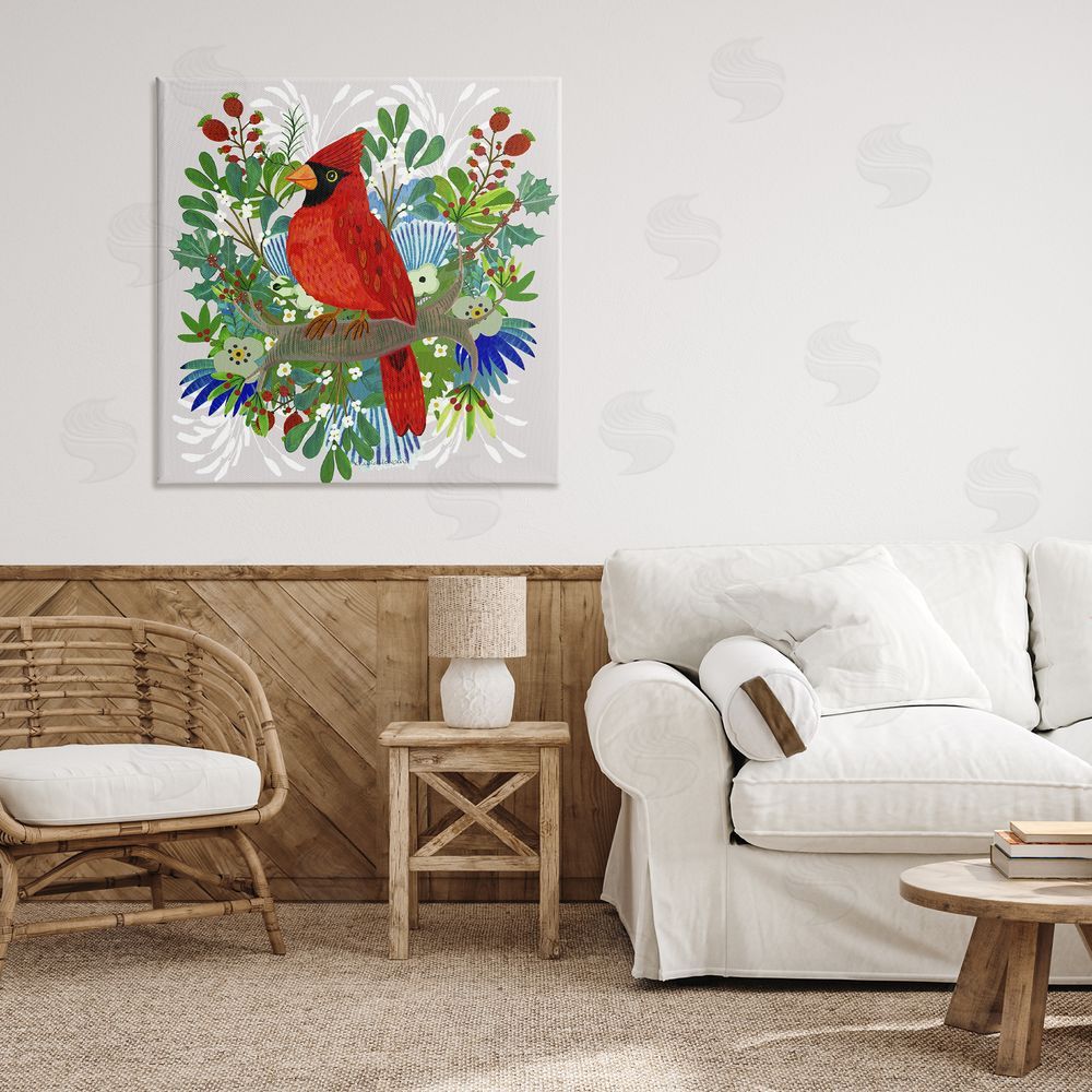 Kay Widdowson Christmas Nestings Cardinal Canvas Art on Wall