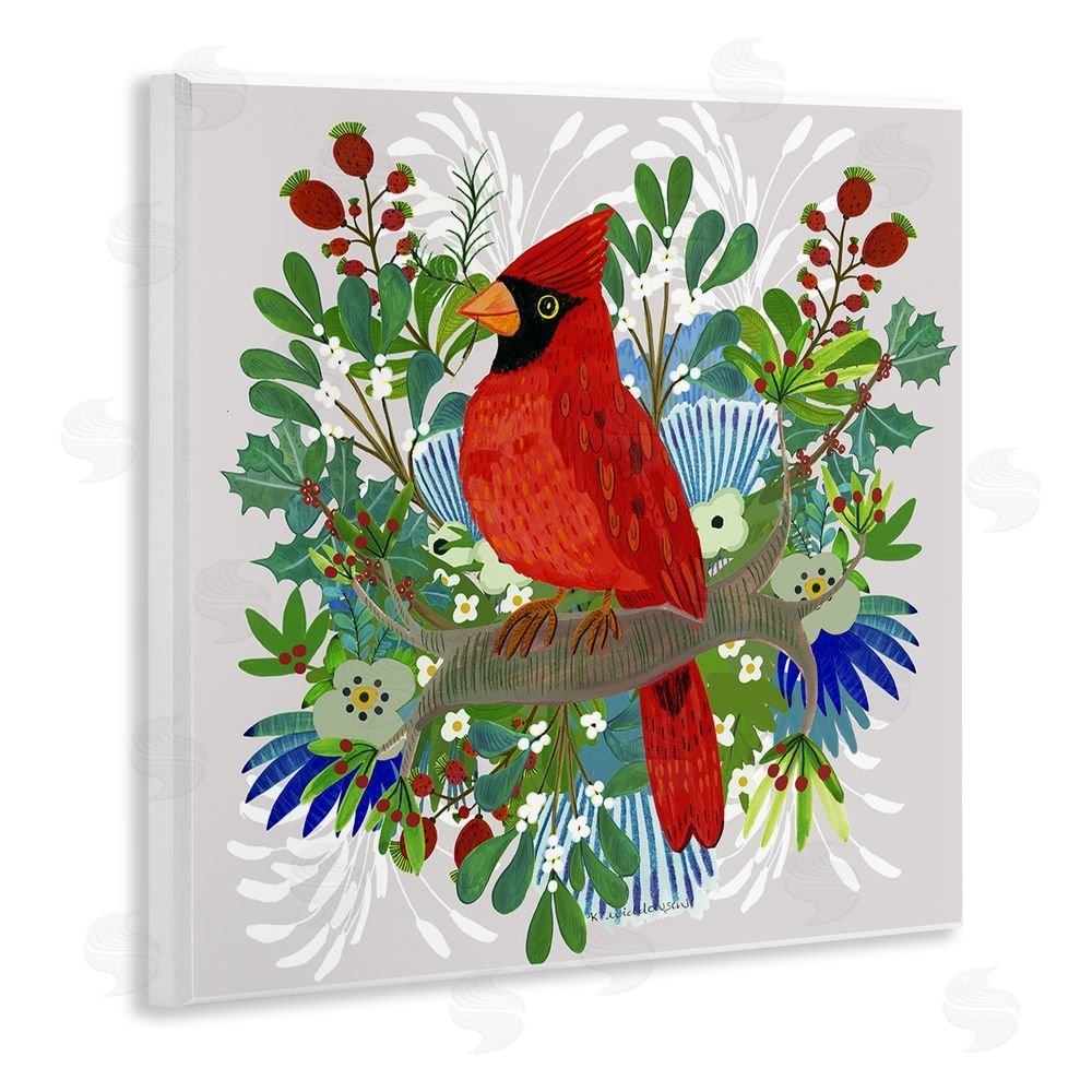 Kay Widdowson Christmas Nestings Cardinal Wall Plaque Art Print