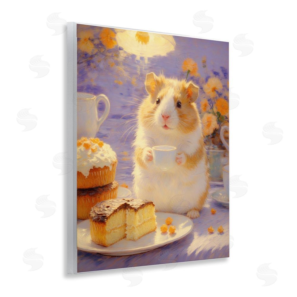 Angie Hawke Hamster Tea Party with Cake Wall Plaque Home Decor Art Print