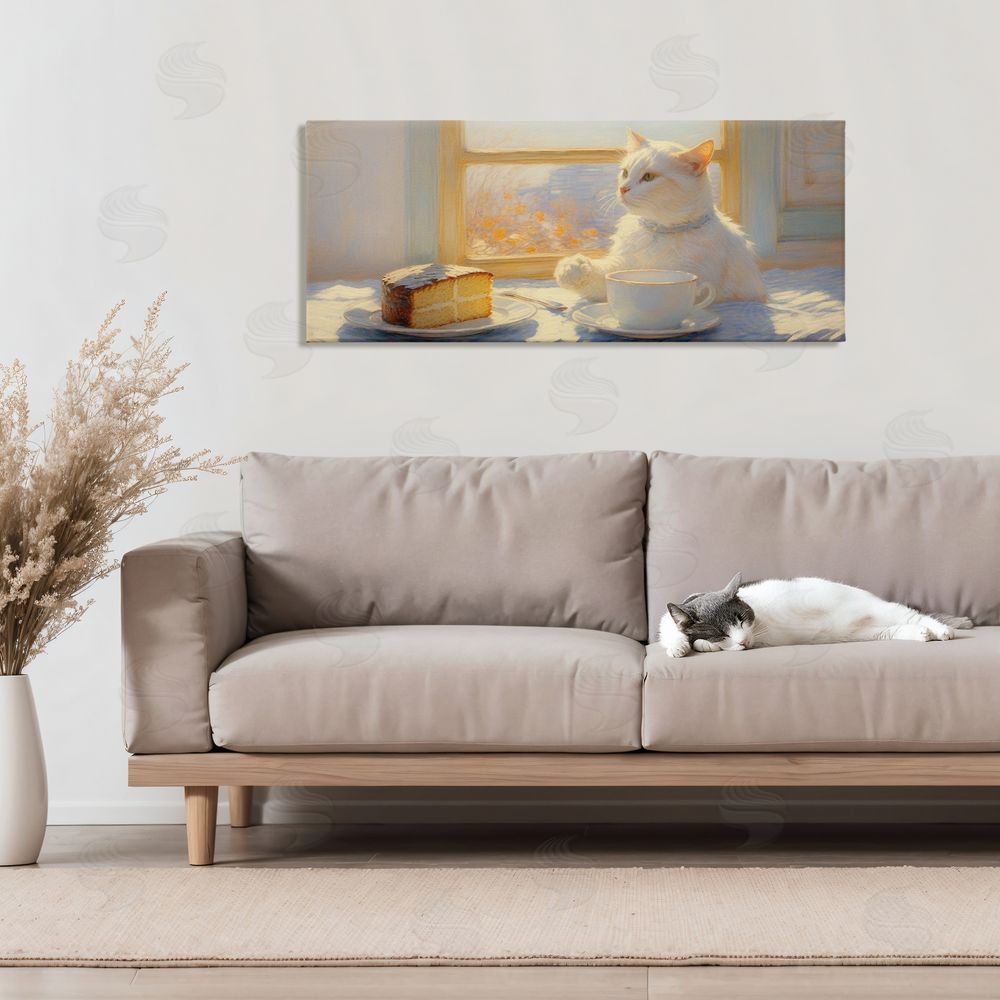 Angie Hawke Sunlit Tea Party Cat Stretched Canvas on Wall