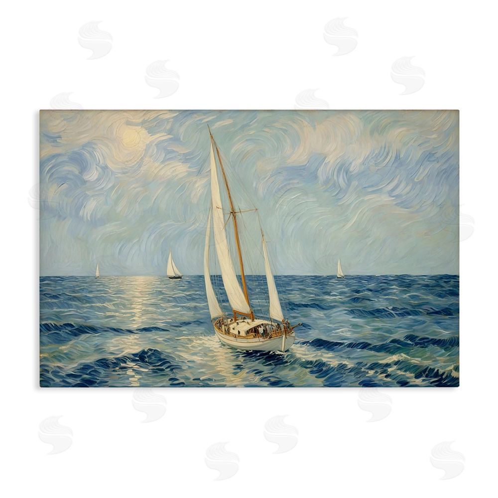 Angie Hawke Sailing Yacht on Blue Sea Stretched Canvas Wall Art Print