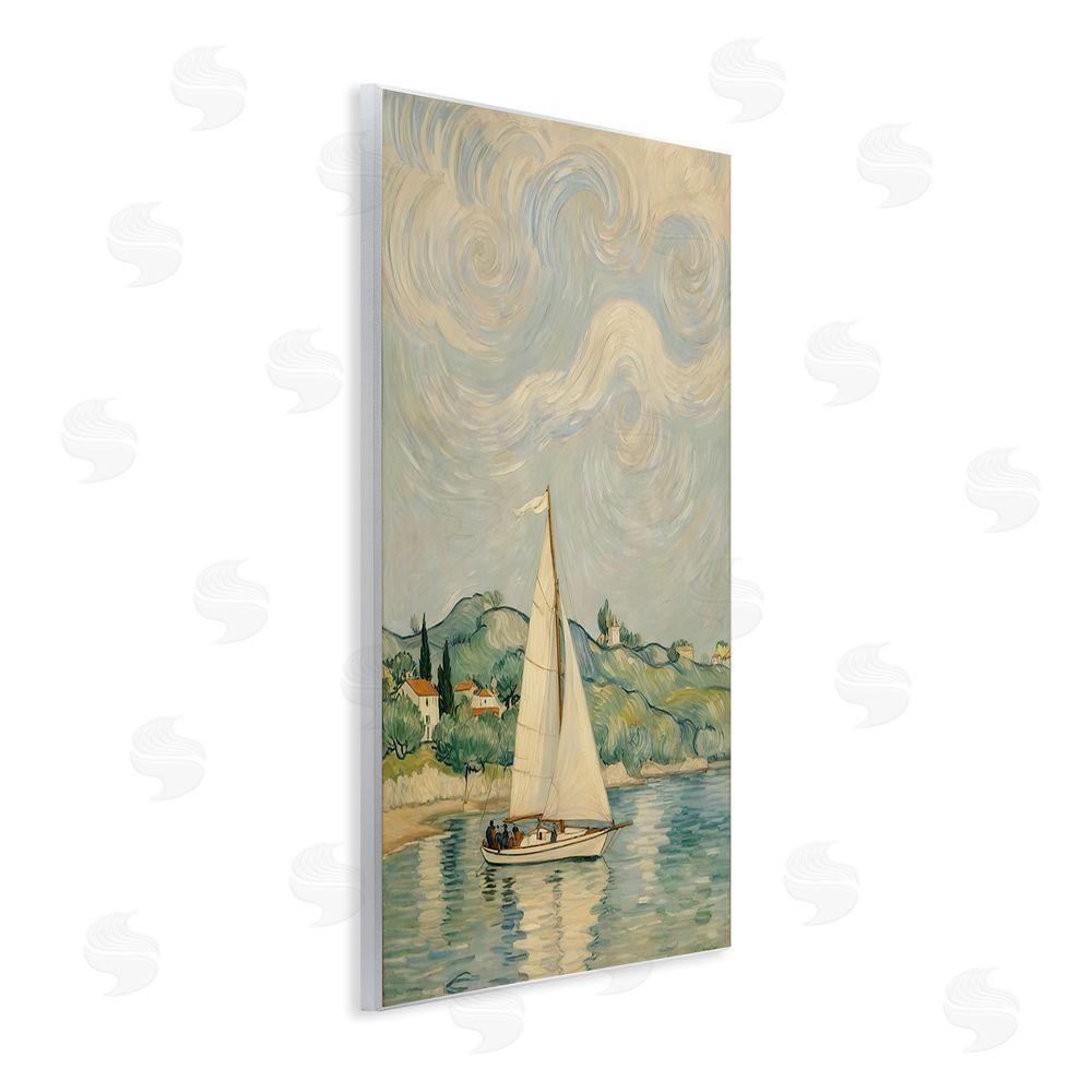 Angie Hawke Sailboat Beneath Swirling Clouds Wall Plaque Printed Art
