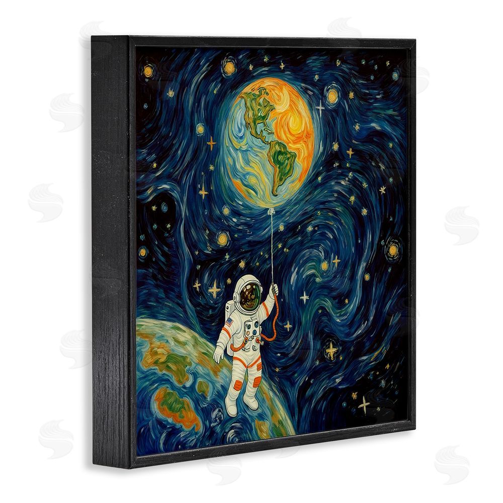 Angie Hawke Astronaut with Earth Balloon Black Framed Giclee Print Wall Art