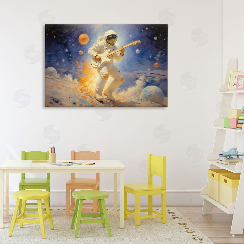Angie Hawke Space Astronaut Musician Stretched Canvas Wall Art Print in Room