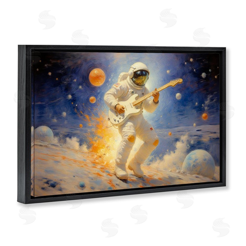 Angie Hawke Space Astronaut Musician Black Floating Frame Canvas Wall Art Print