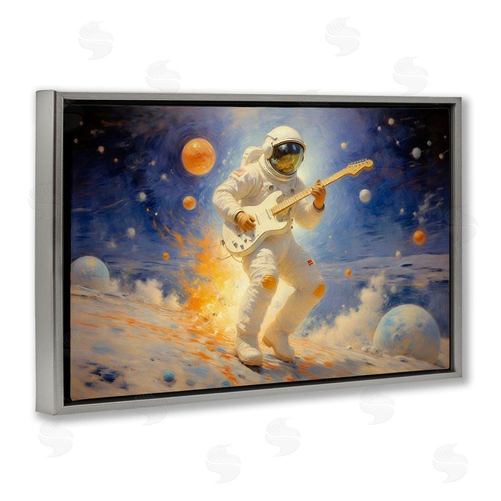 Angie Hawke Space Astronaut Musician Gray Floating Frame Canvas Wall Art Print