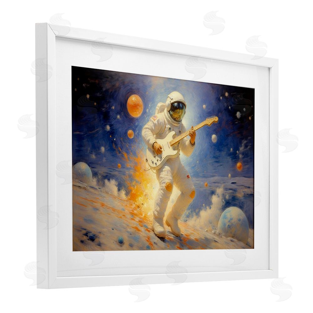 Angie Hawke Space Astronaut Musician White Framed Print Under Glass Wall Art