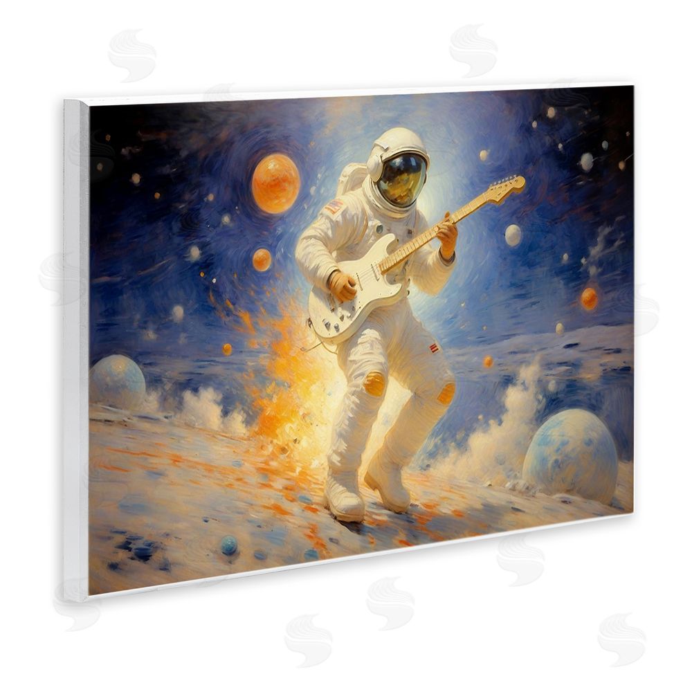Angie Hawke Space Astronaut Musician Wooden Wall Plaque Art Print