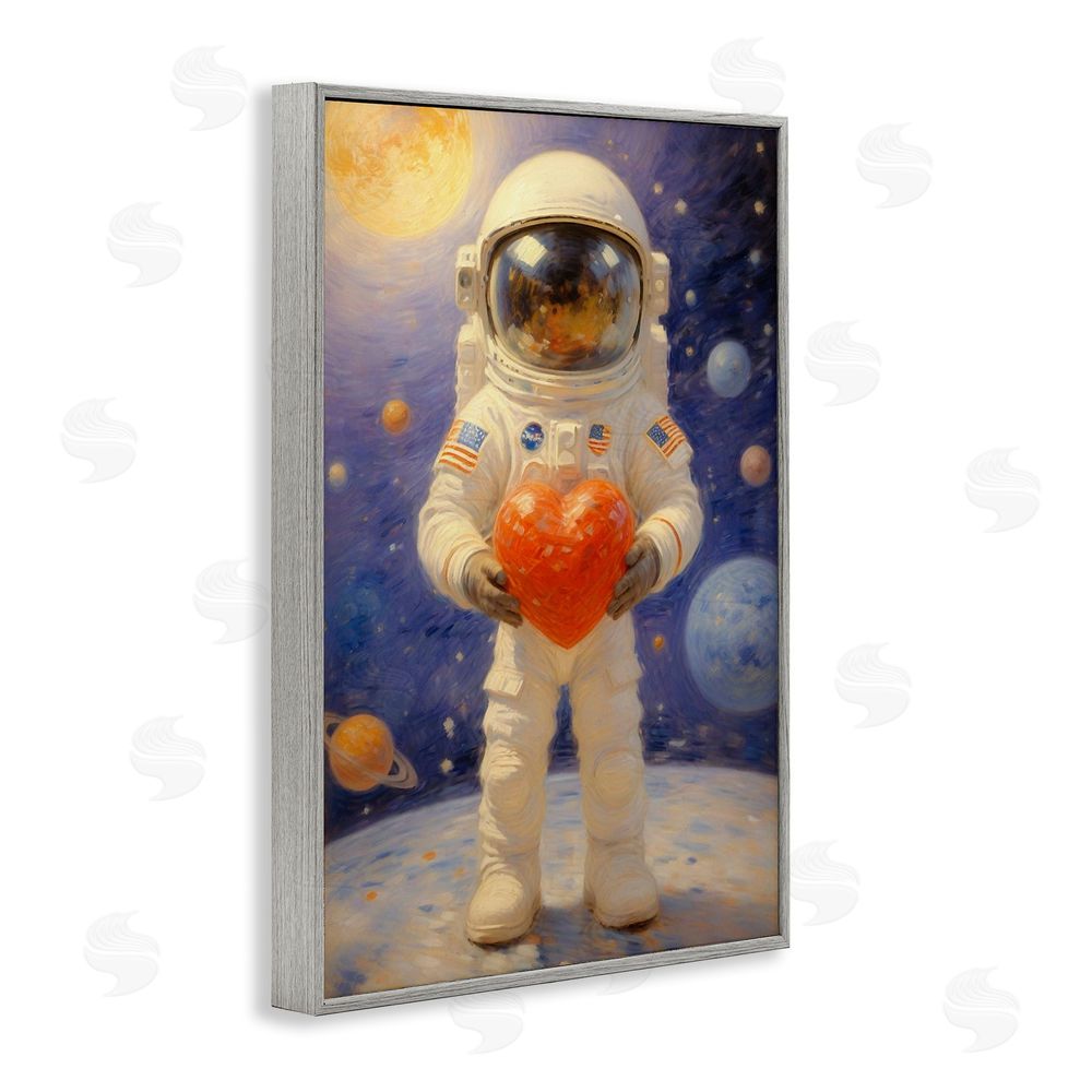 Angie Hawke Astronaut Holding Heart Gray Framed Giclee Print Wall Art