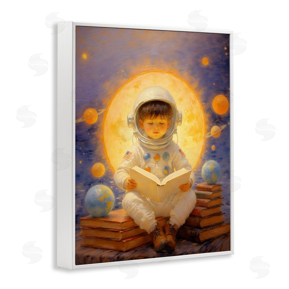 Angie Hawke Astronaut Child Learning White Framed Giclee Print Wall Art