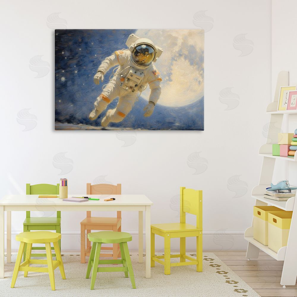 Angie Hawke Astronaut in Vast Galaxy Stretched Canvas Wall Art Print in Room