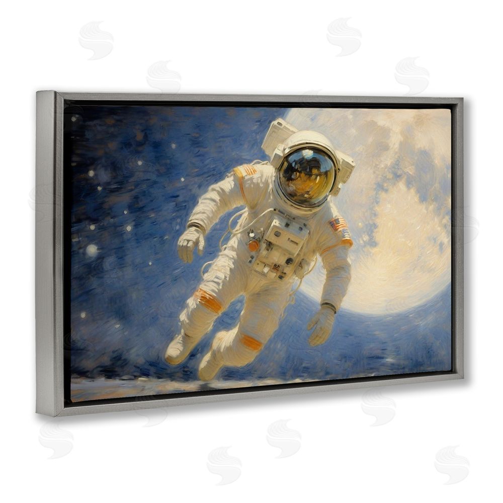 Angie Hawke Astronaut in Vast Galaxy Gray Floating Frame Canvas Wall Art Print