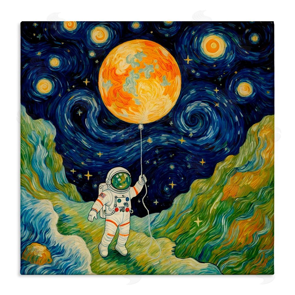 Angie Hawke Impressionist Astronaut in Space Stretched Canvas Wall Art Print
