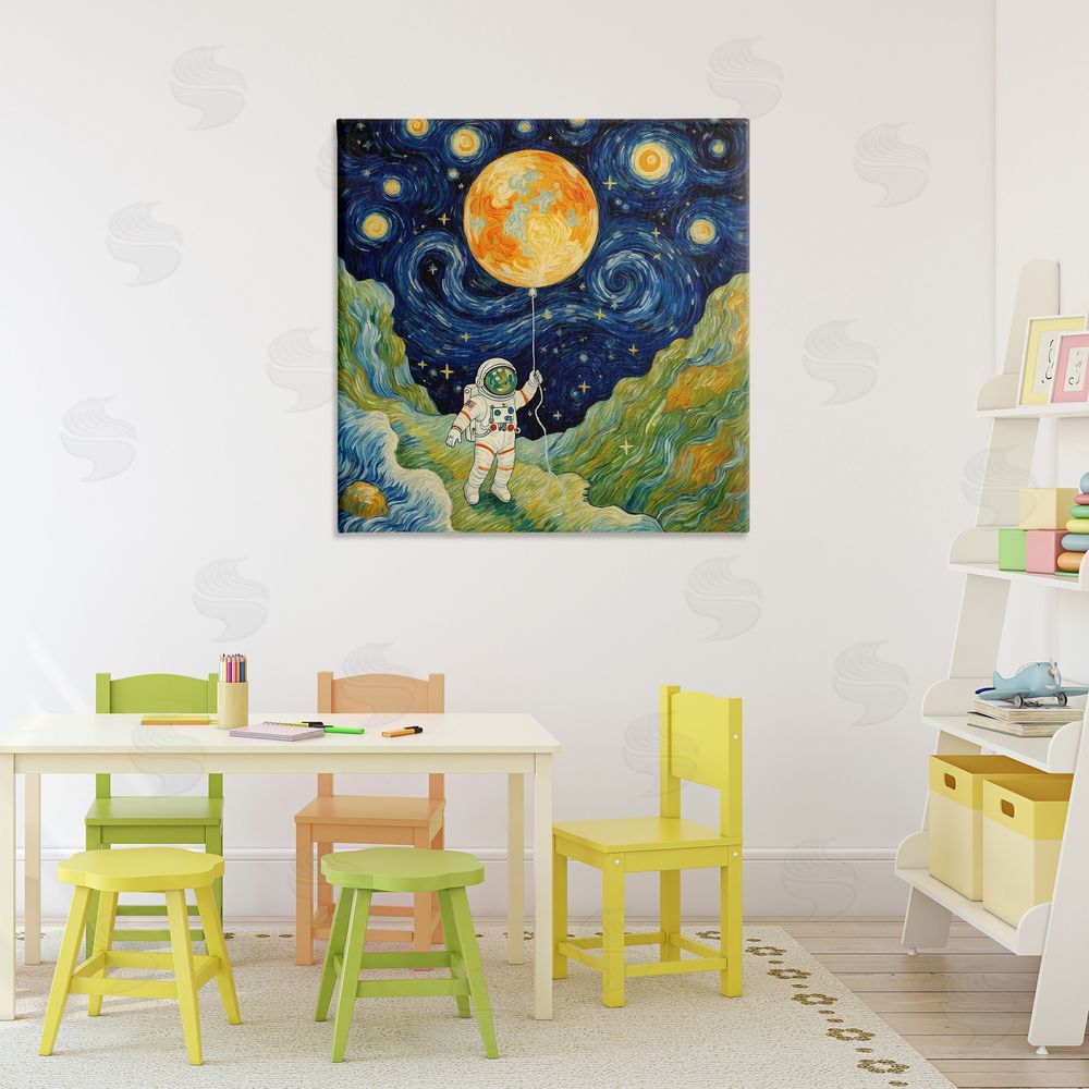 Angie Hawke Impressionist Astronaut in Space Stretched Canvas Wall Art Print in Room