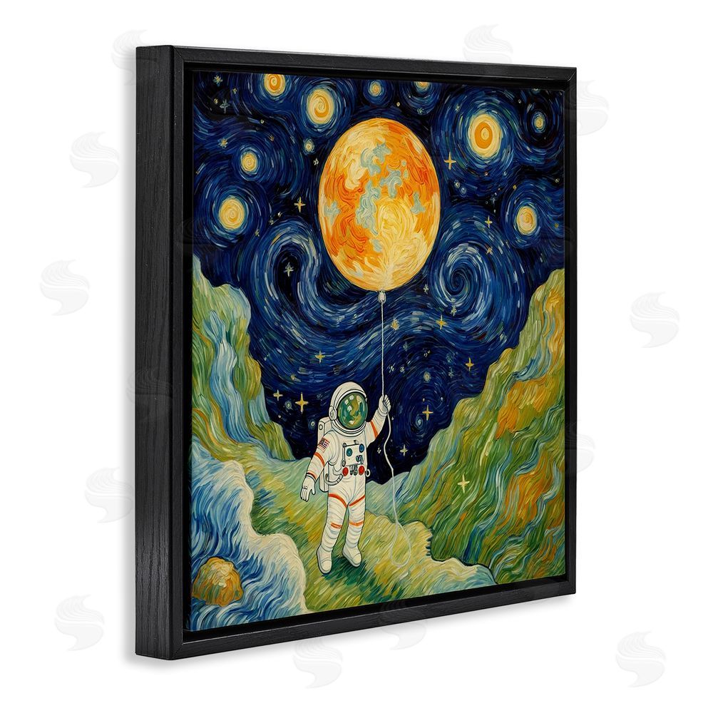 Angie Hawke Impressionist Astronaut in Space Black Floating Frame Canvas Wall Art Print